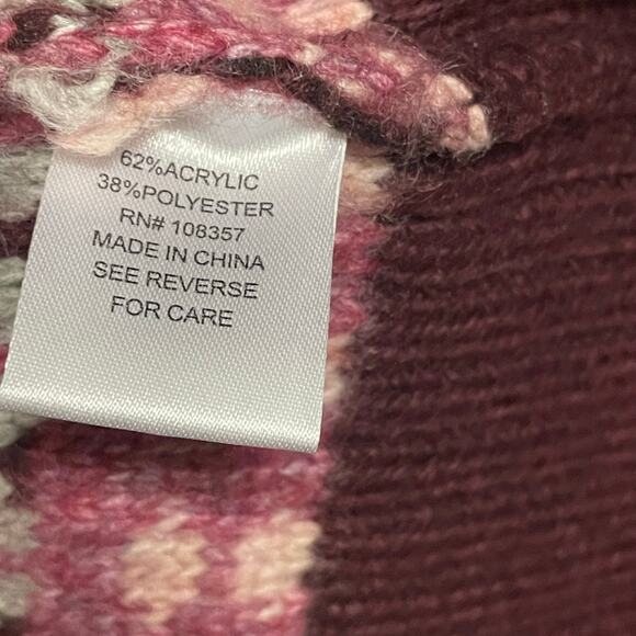 Evereve Petra Pullover Burgundy Pink Fair Isle Turtleneck Sweater Womens Small - Picture 7 of 7